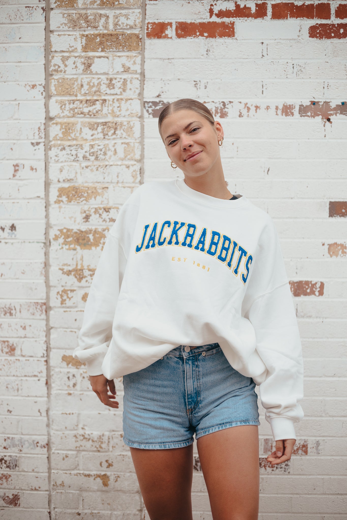 SDSU Allen Chenille White Oversized Crew