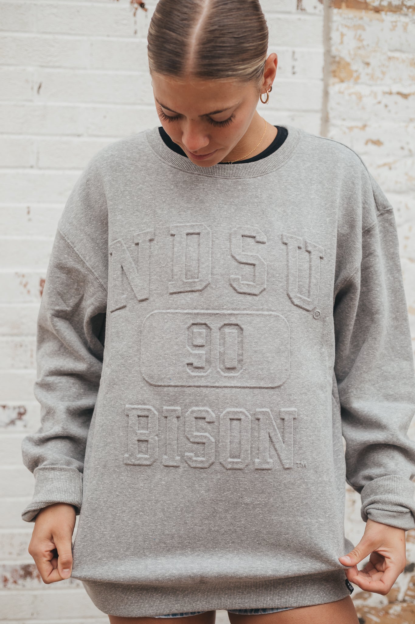 NDSU Vintage 81 Heather Grey Fleece Crew