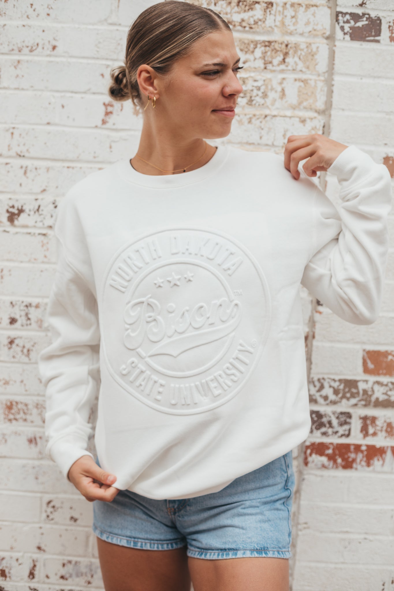 NDSU Carson Circle White Fleece Crew