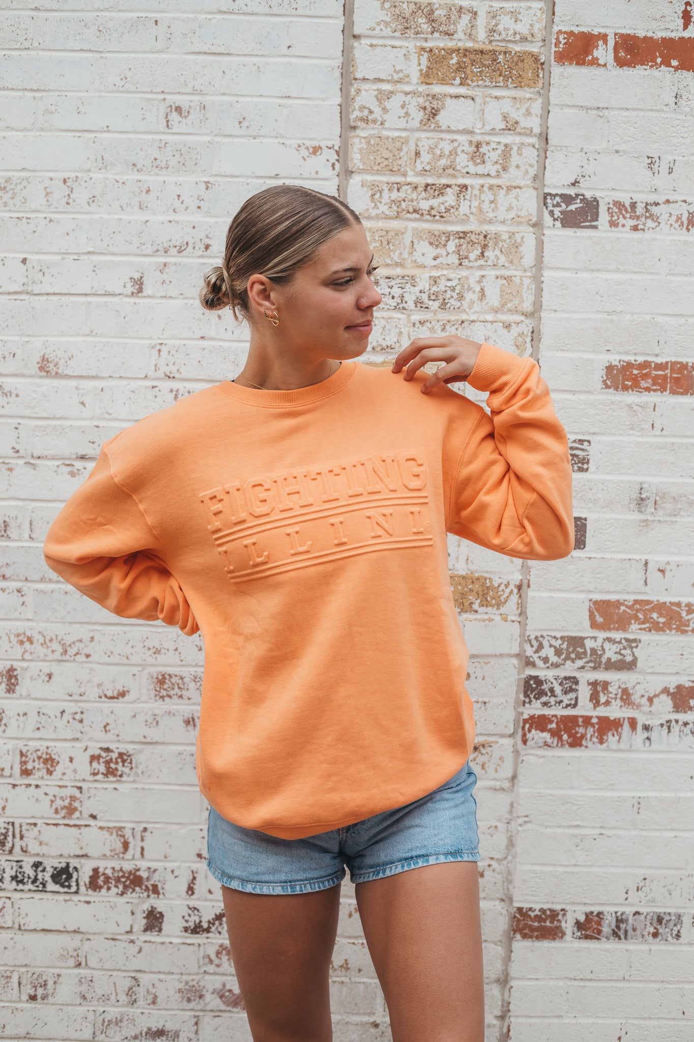 Illinois College Lines Embossed Crew