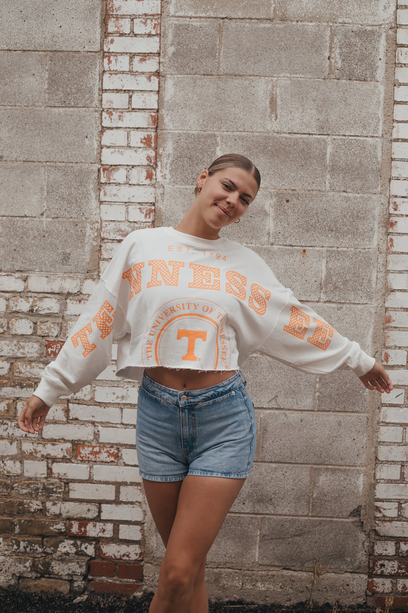 Tennessee Phipps Split Sleeve Cropped Crew