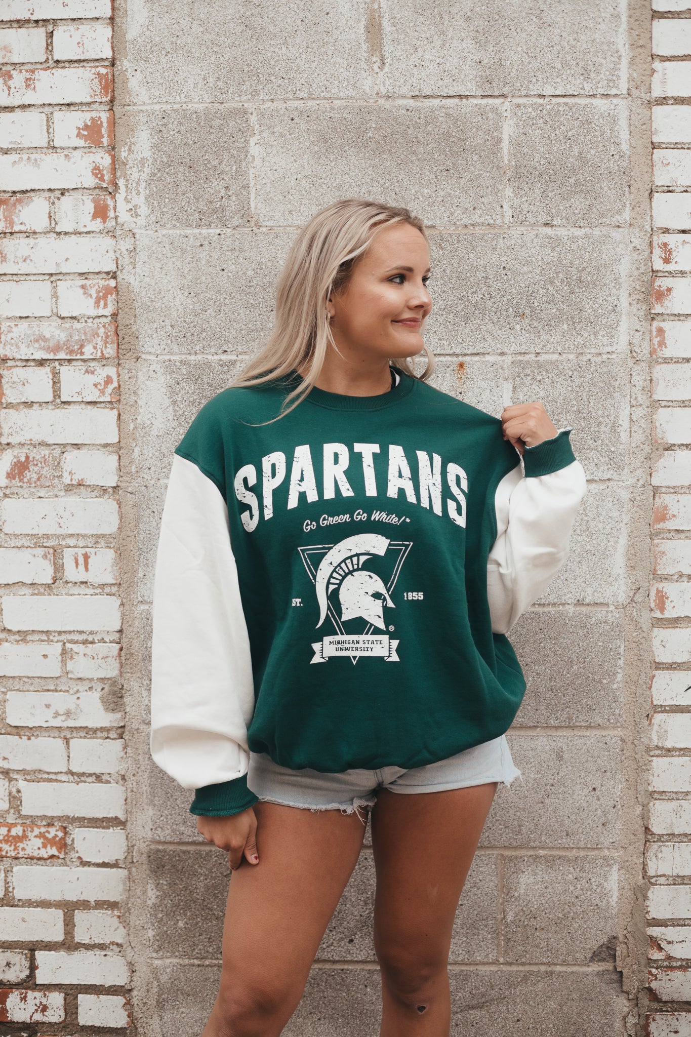 Michigan State Taylor Triangle Colorblock Crew