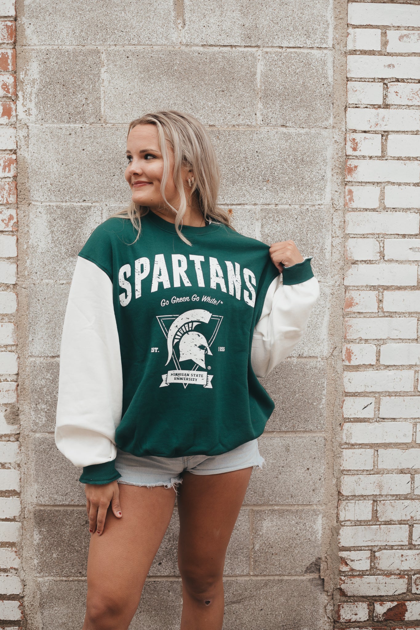 Michigan State Taylor Triangle Colorblock Crew