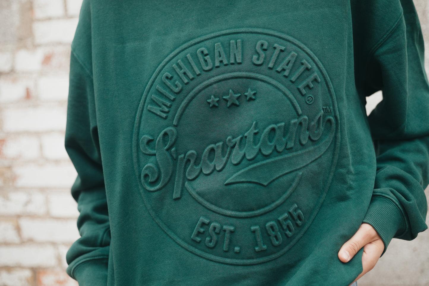 Michigan State Carson Circle Emerald Crew