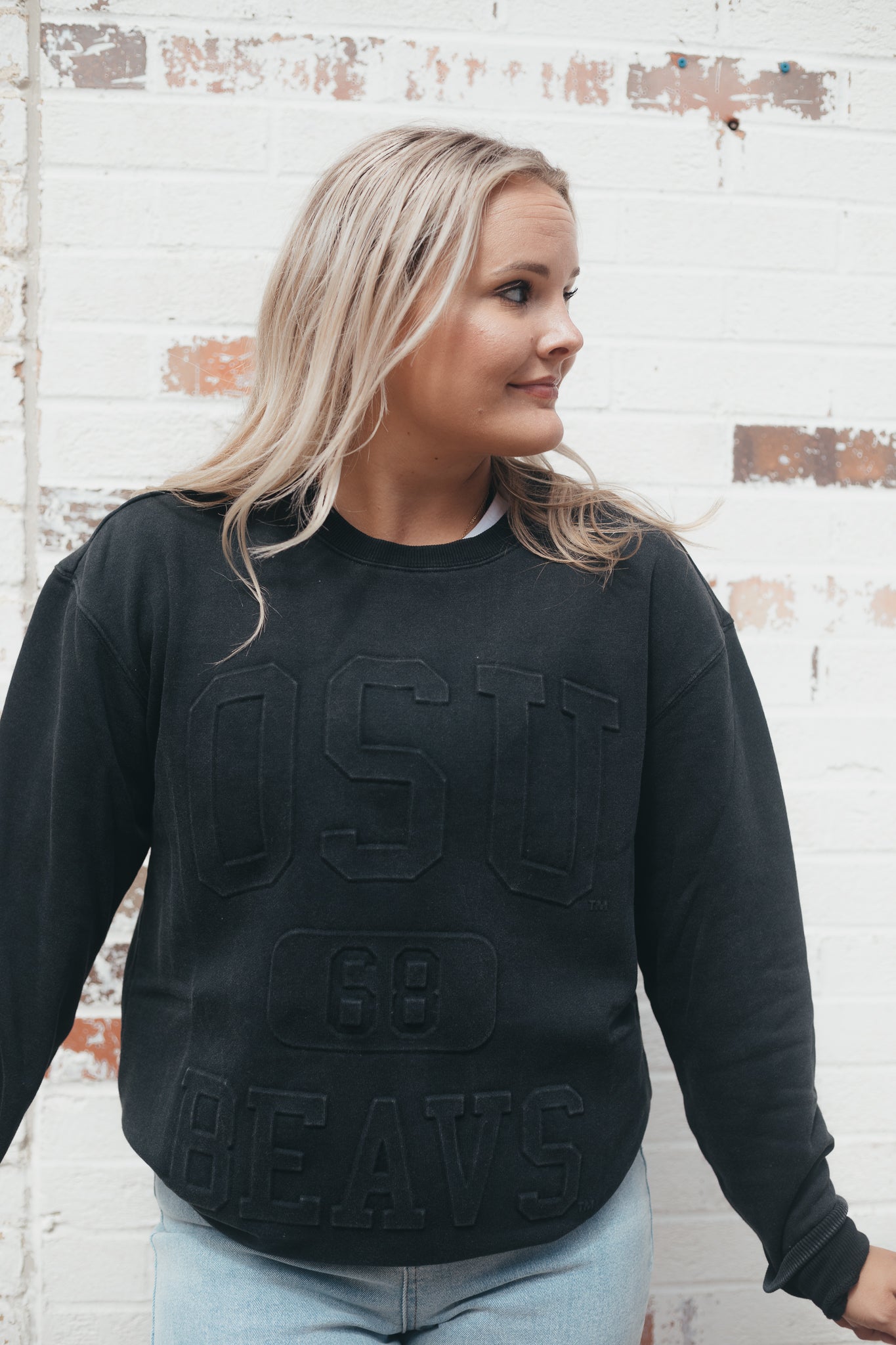 Washed black sales crew neck sweatshirt