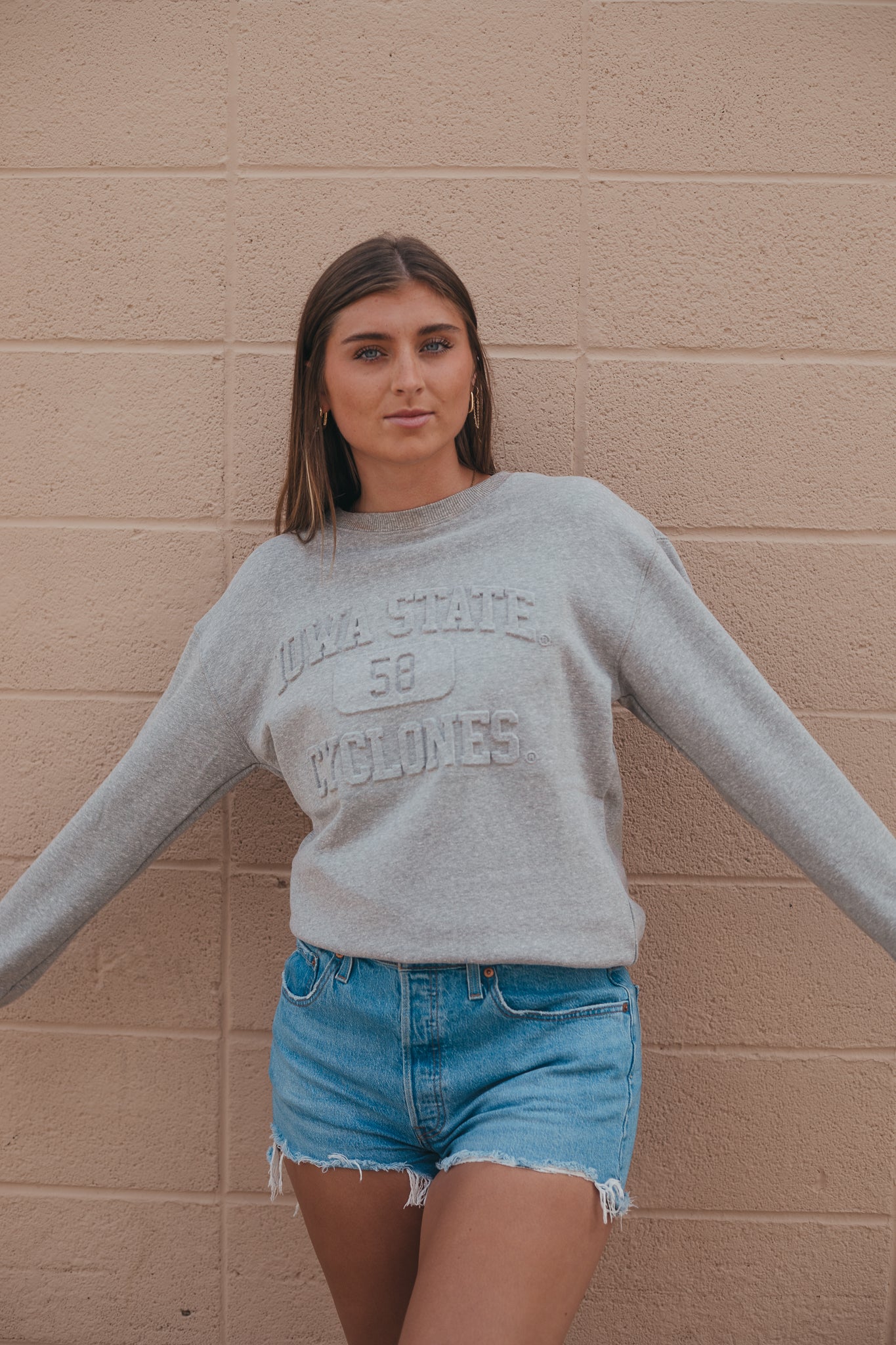 ISU Vintage 81 Heather Gray Fleece Crew