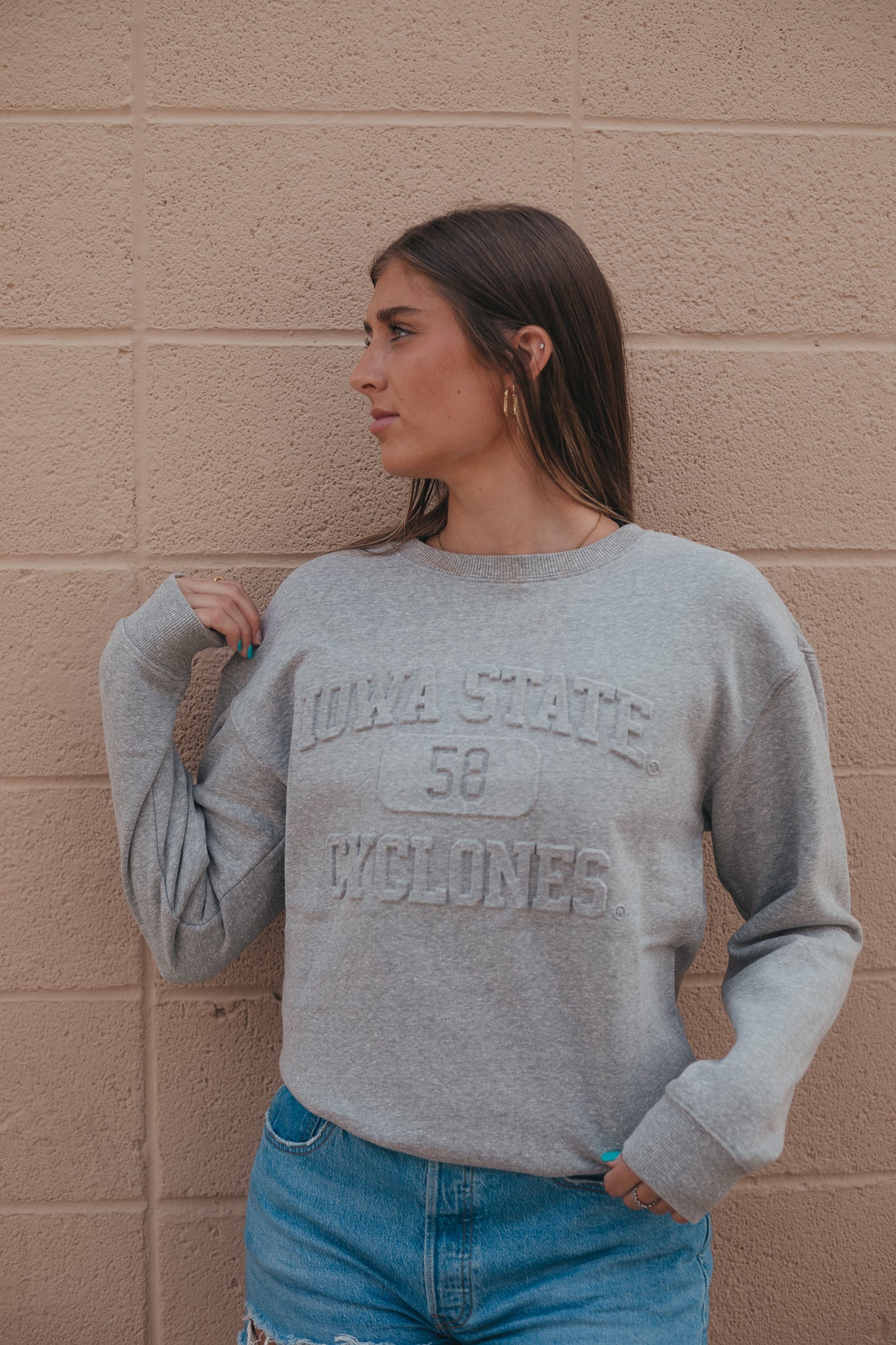 ISU Vintage 81 Heather Gray Fleece Crew