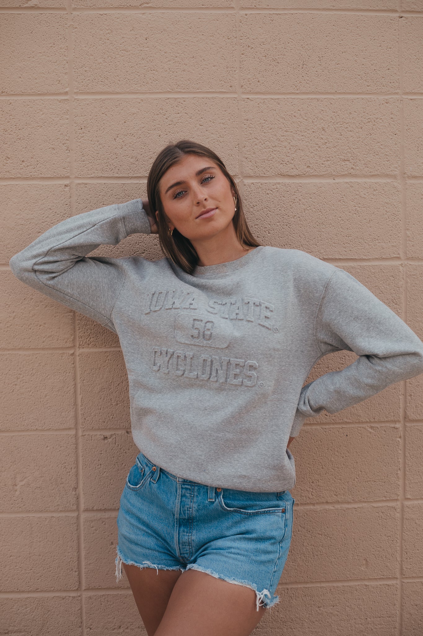 ISU Vintage 81 Heather Gray Fleece Crew