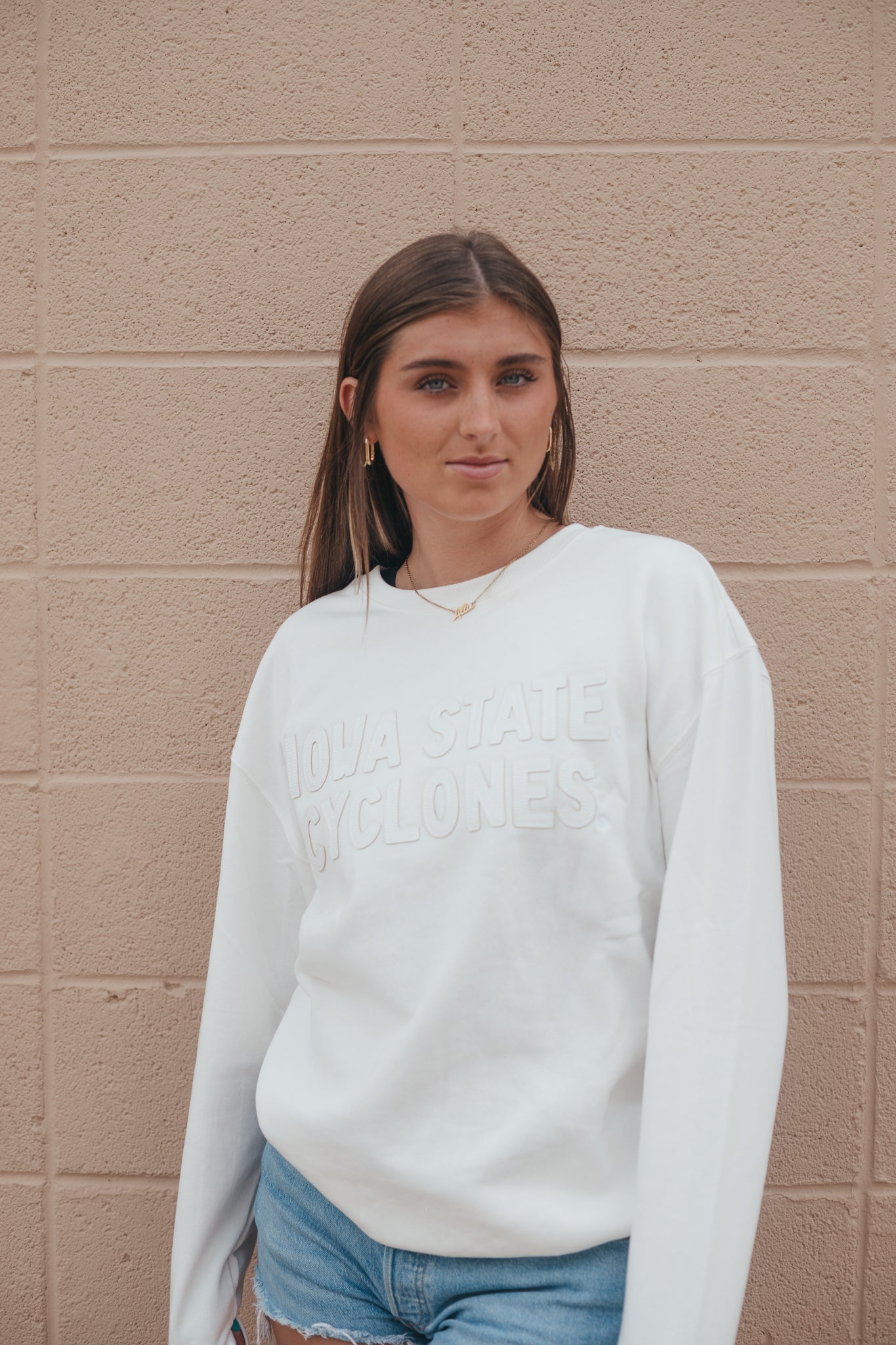 ISU Lawrence Leather Letters Fleece Crew