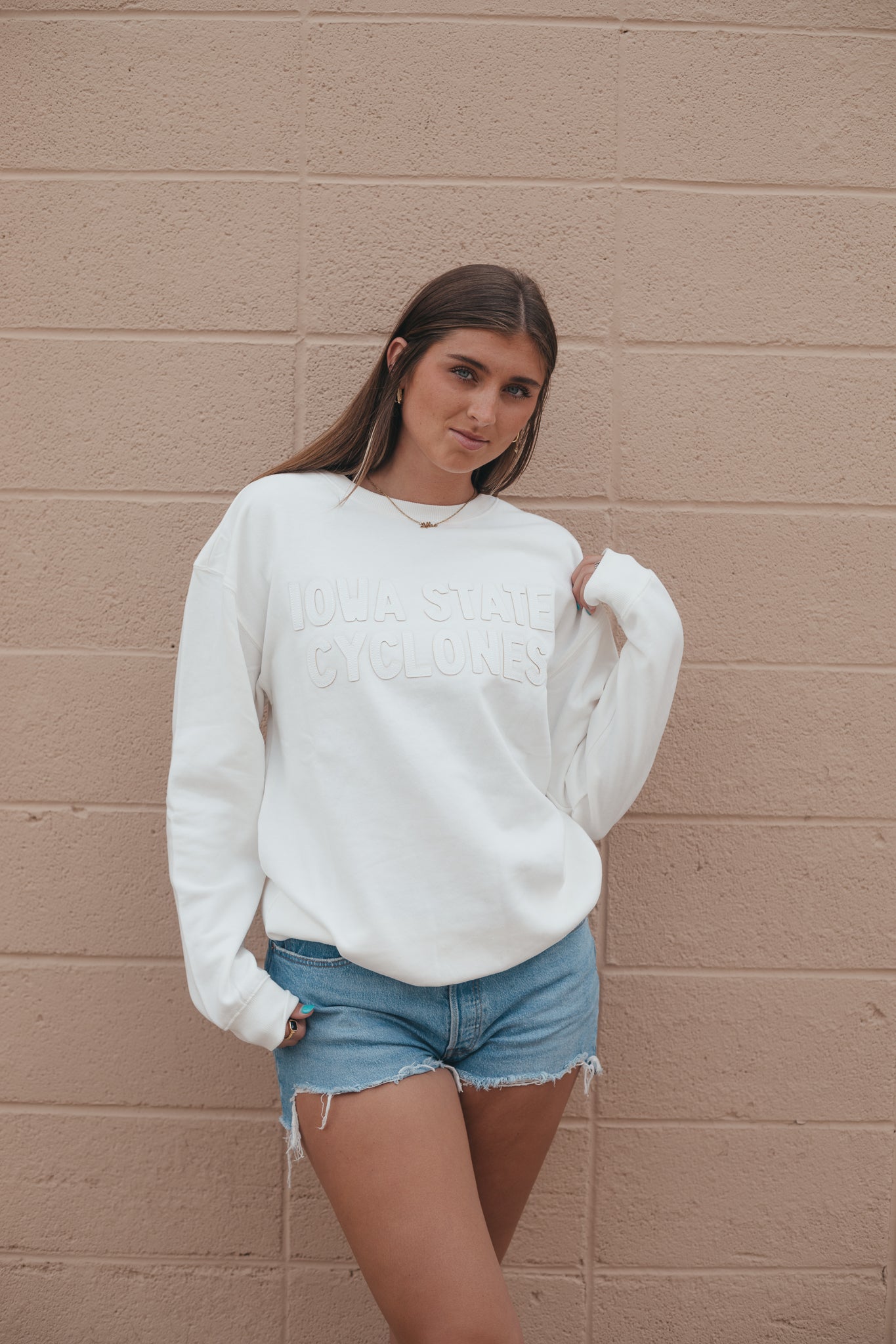 ISU Lawrence Leather Letters Fleece Crew