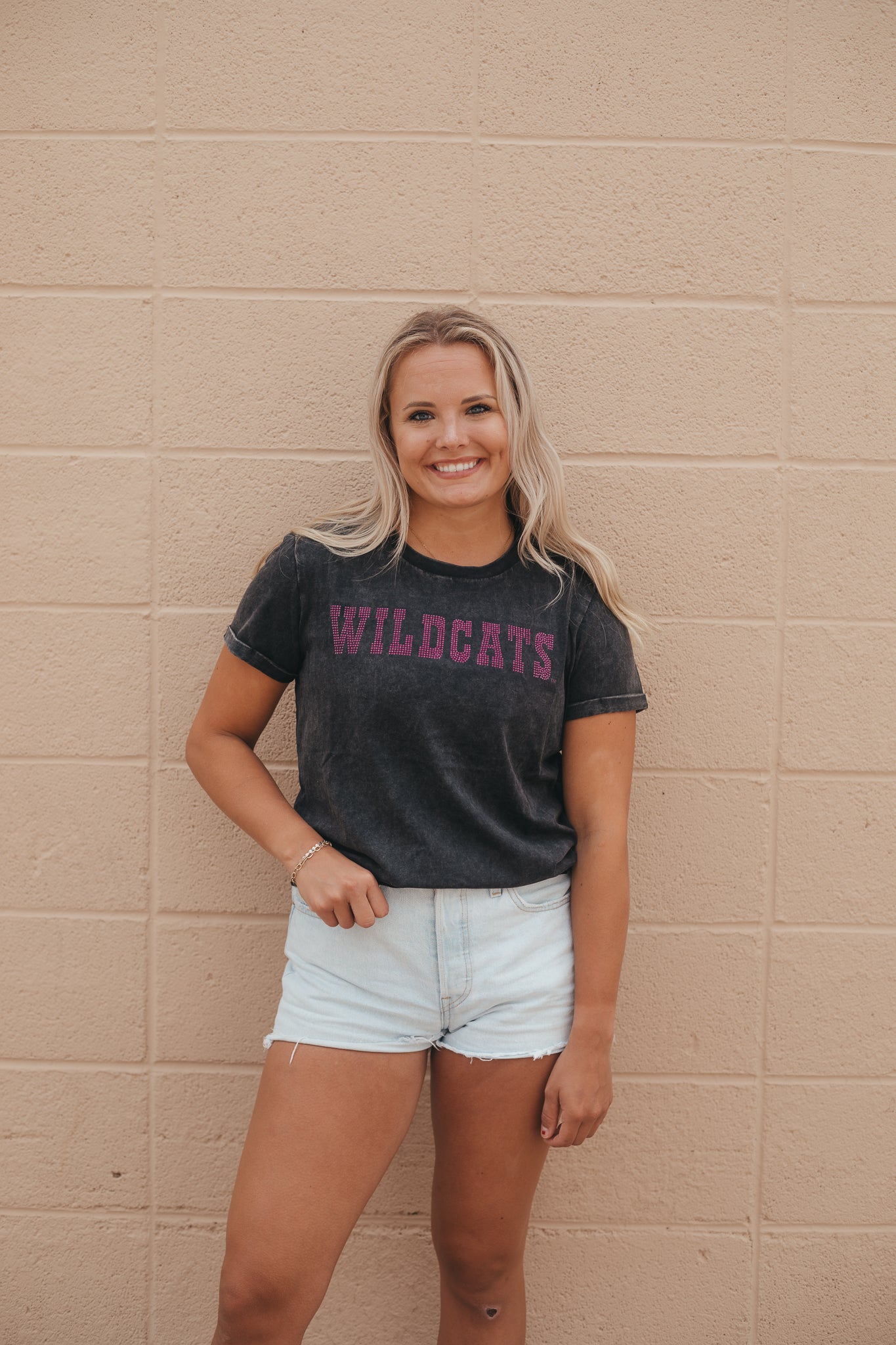 Kansas State Rhodes Rhinestone Cuffed T-Shirt