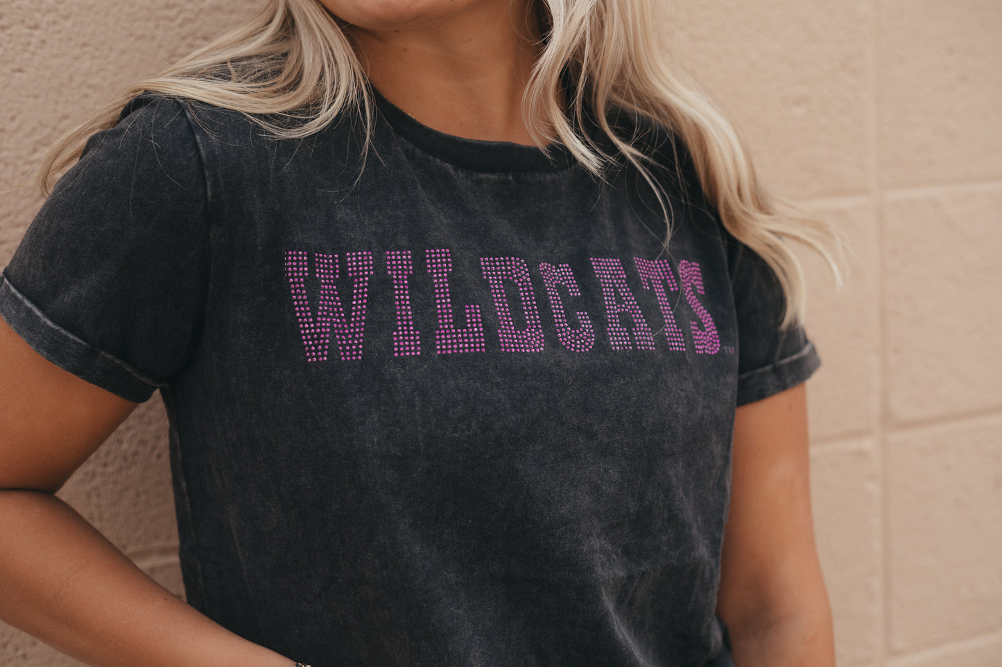 Kansas State Rhodes Rhinestone Cuffed T-Shirt