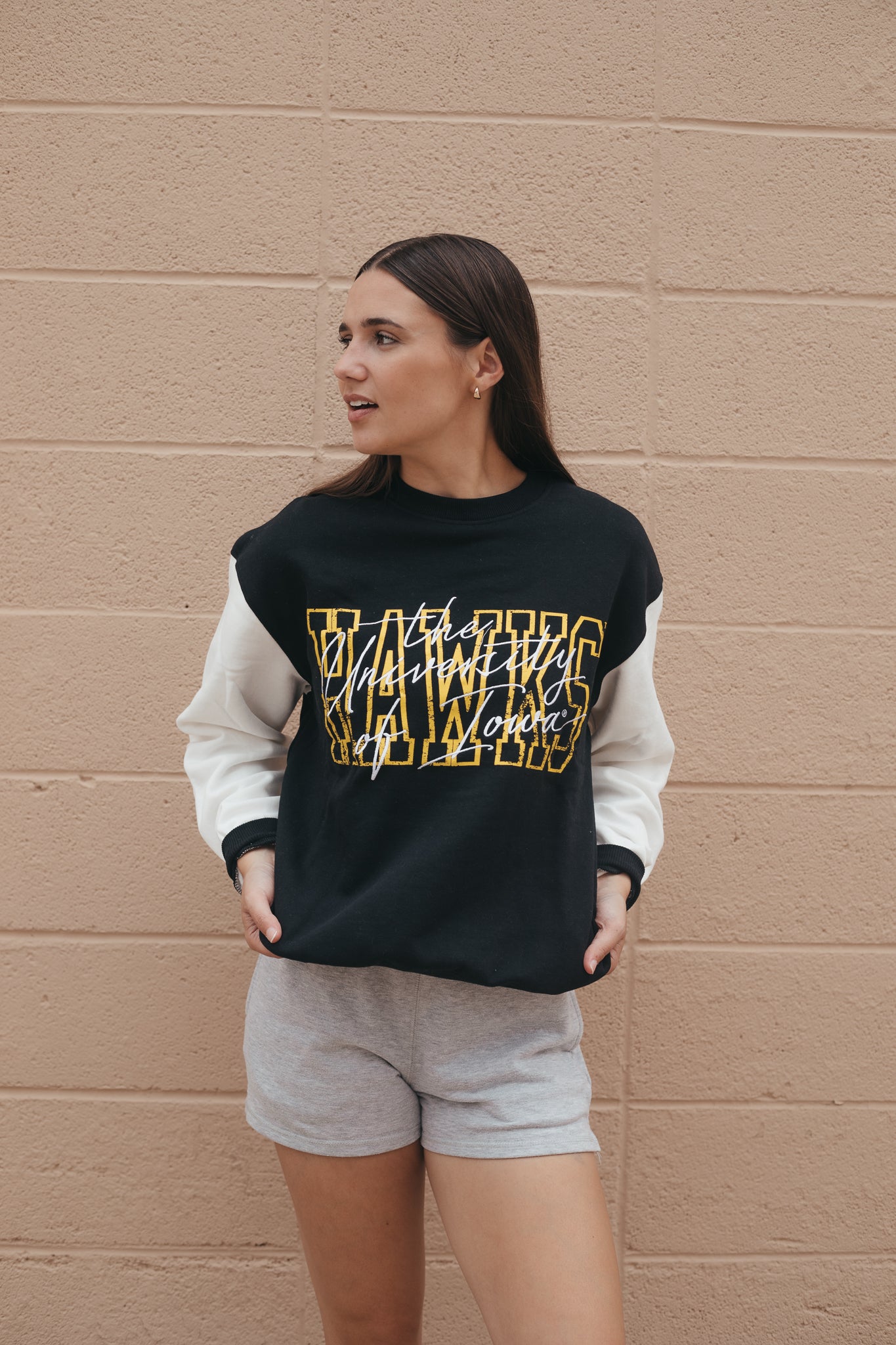 Iowa Owens Oversized Color Block Crew