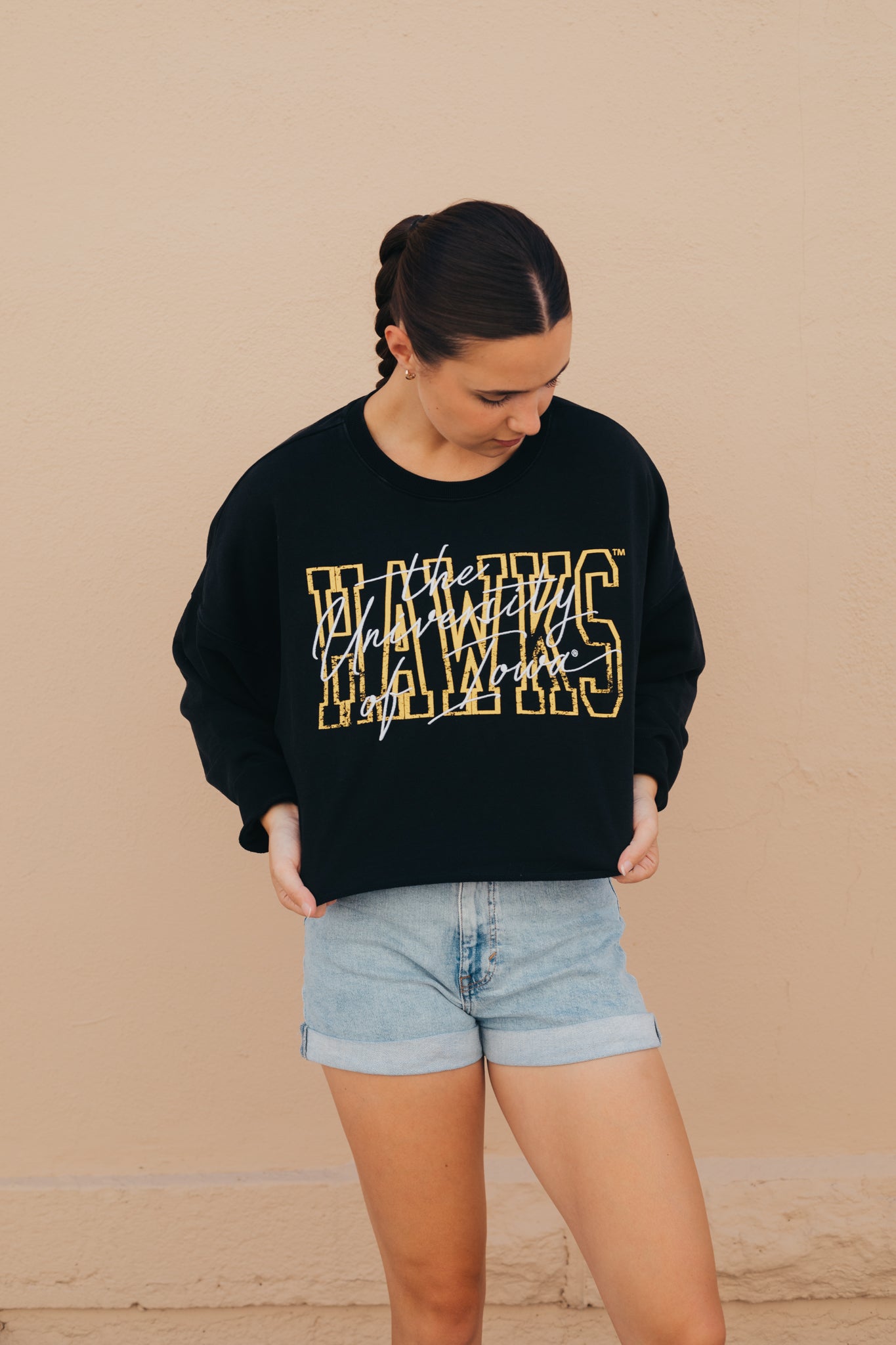 Iowa Owens Oversized Cropped Crew