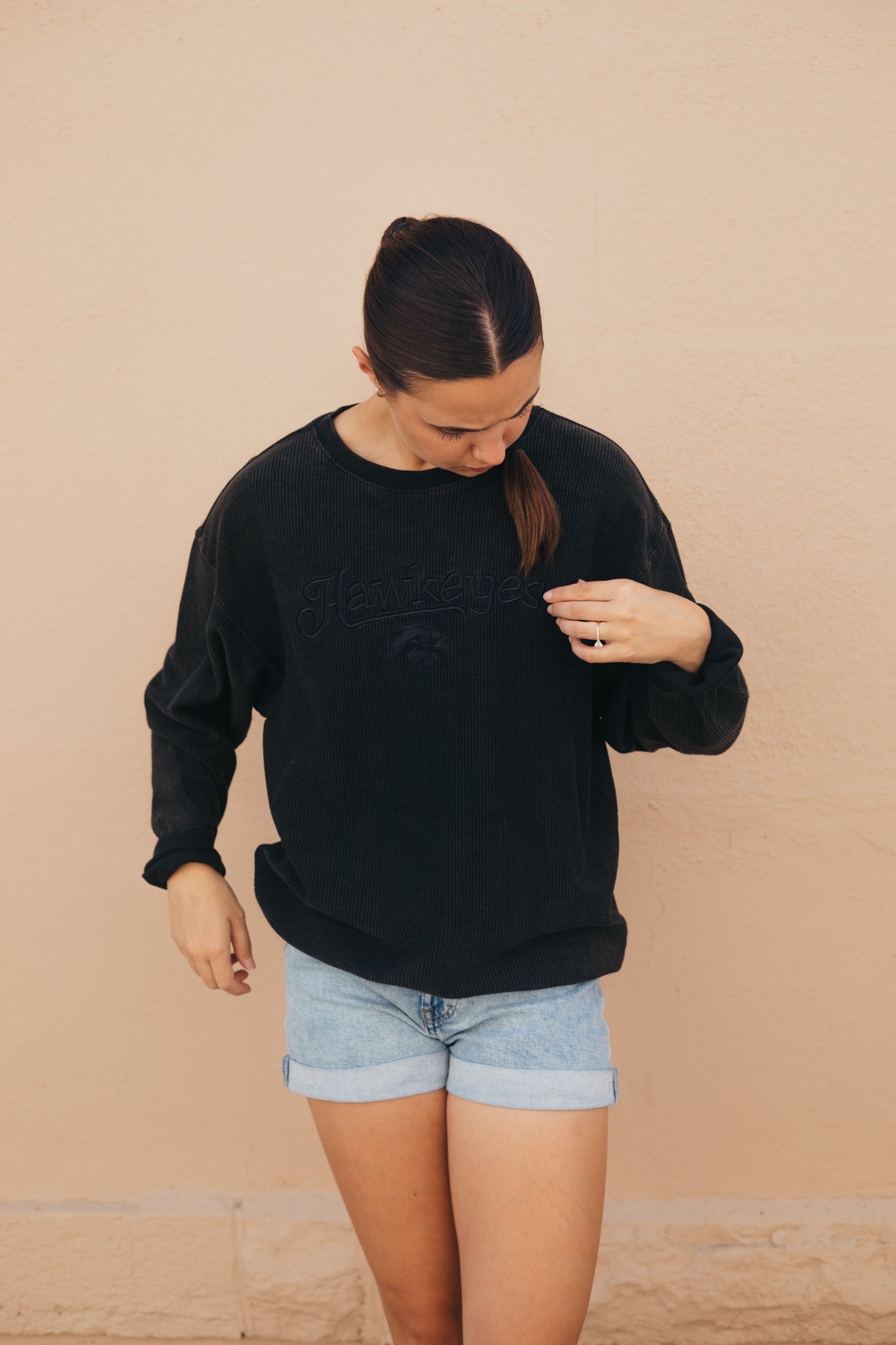 Iowa St. Mortiz Black Corded Crew