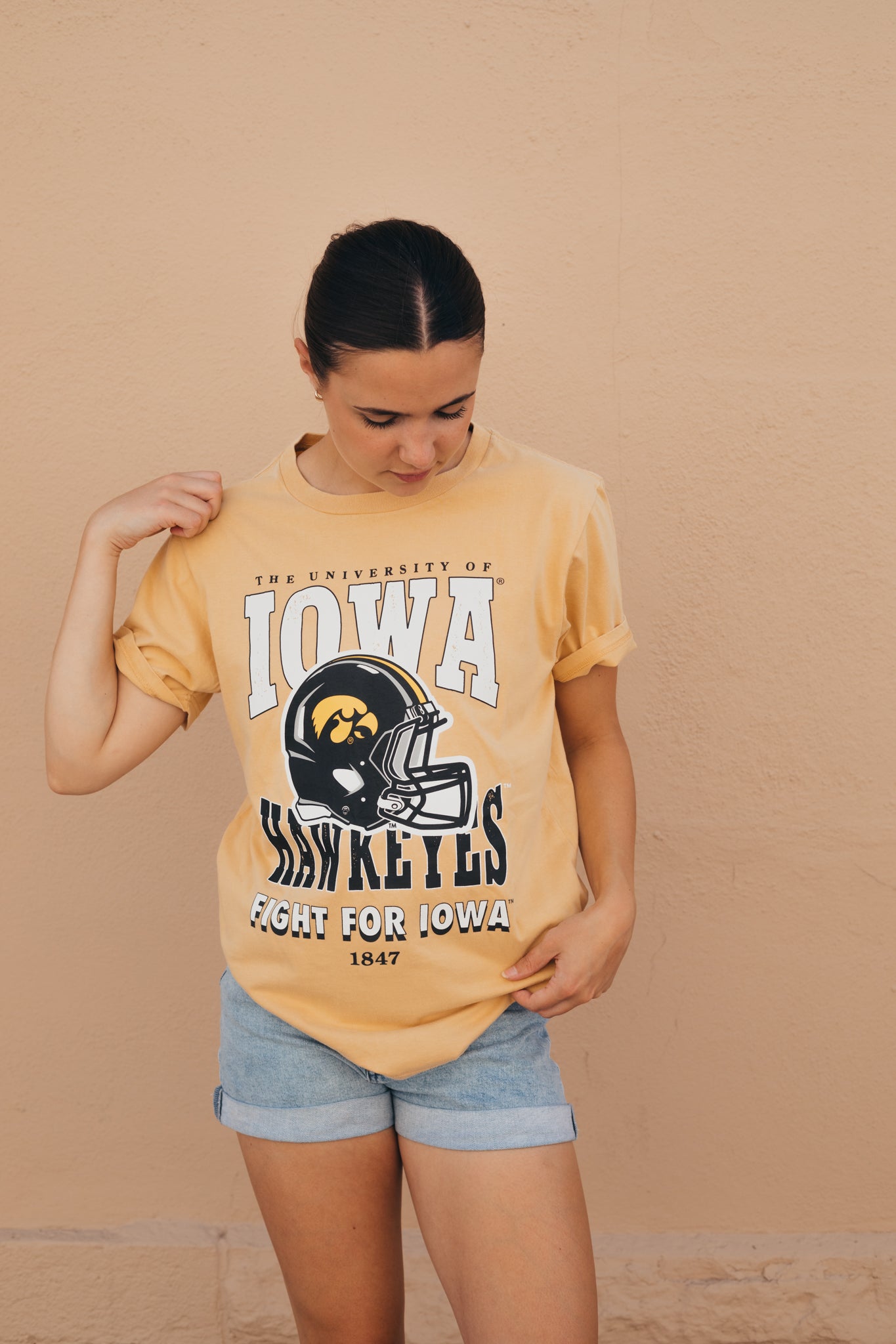Iowa Murray Hippie Helmet Old Gold T-Shirt