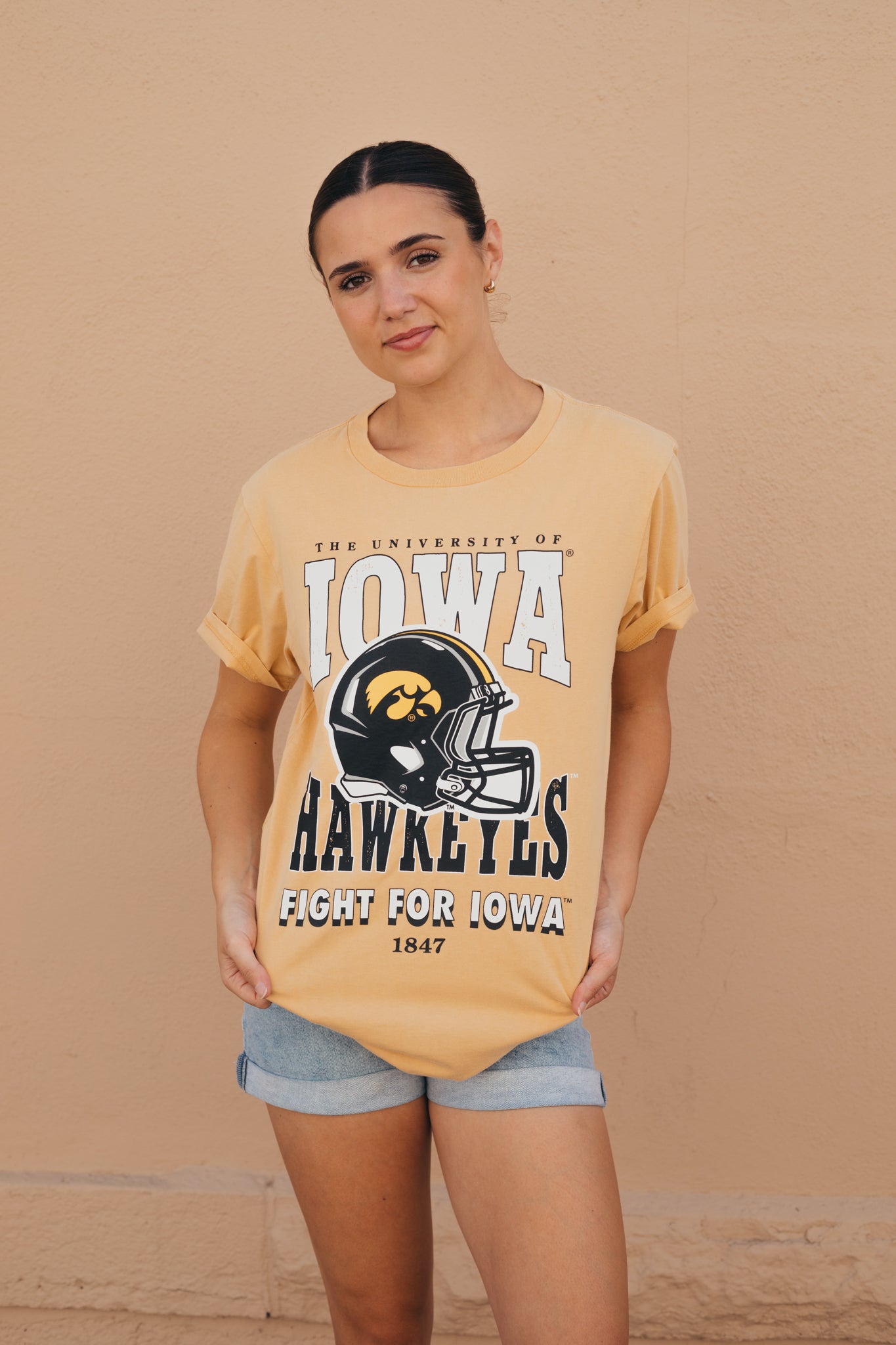 Iowa Murray Hippie Helmet Old Gold T-Shirt