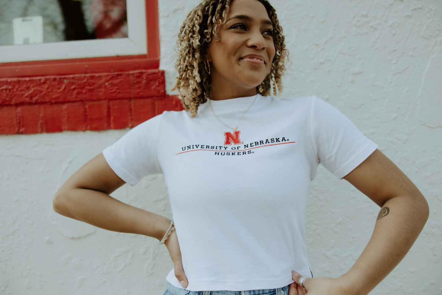 Nebraska Eddy Embroidered Logo Baby Tee