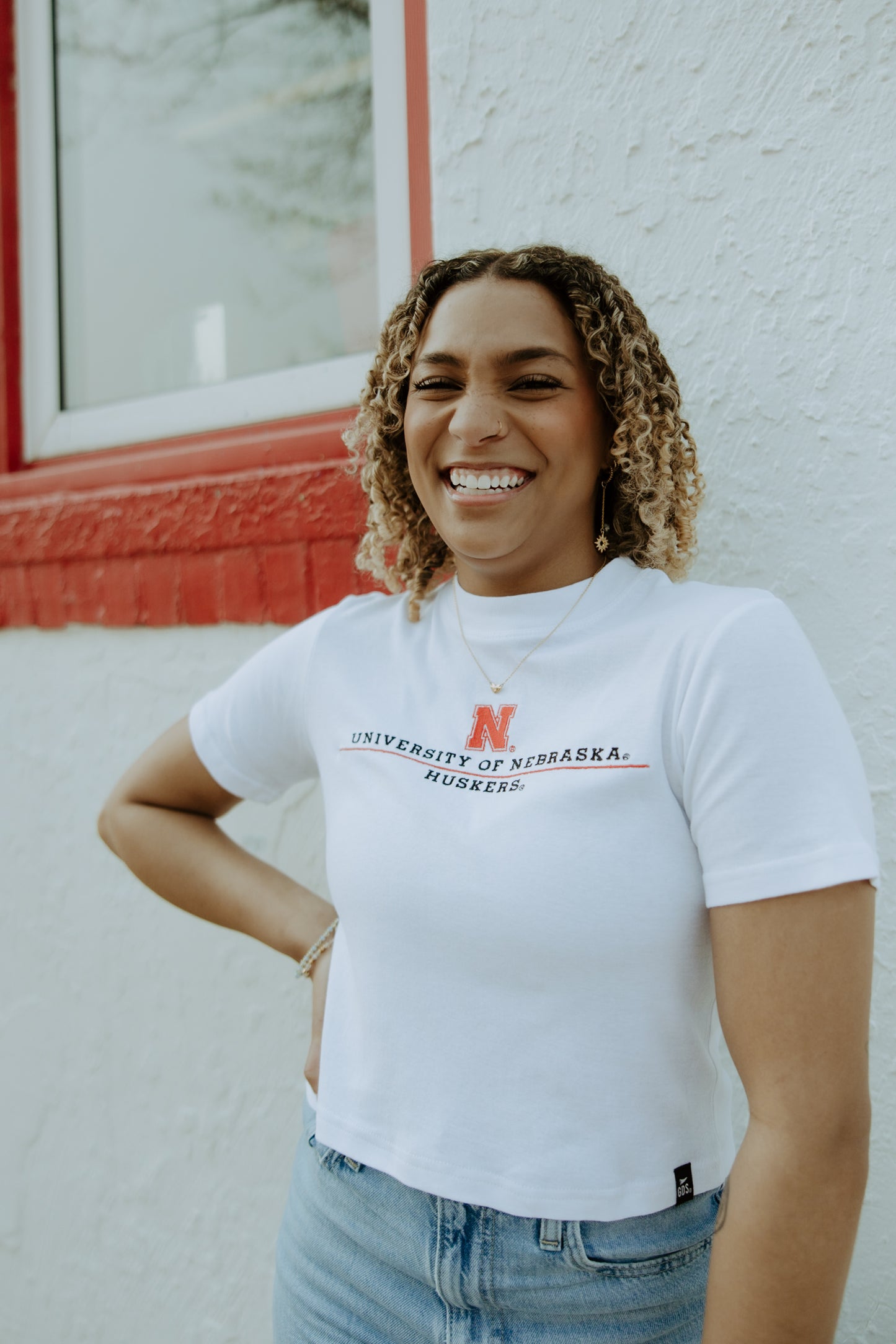 Nebraska Eddy Embroidered Logo Baby Tee