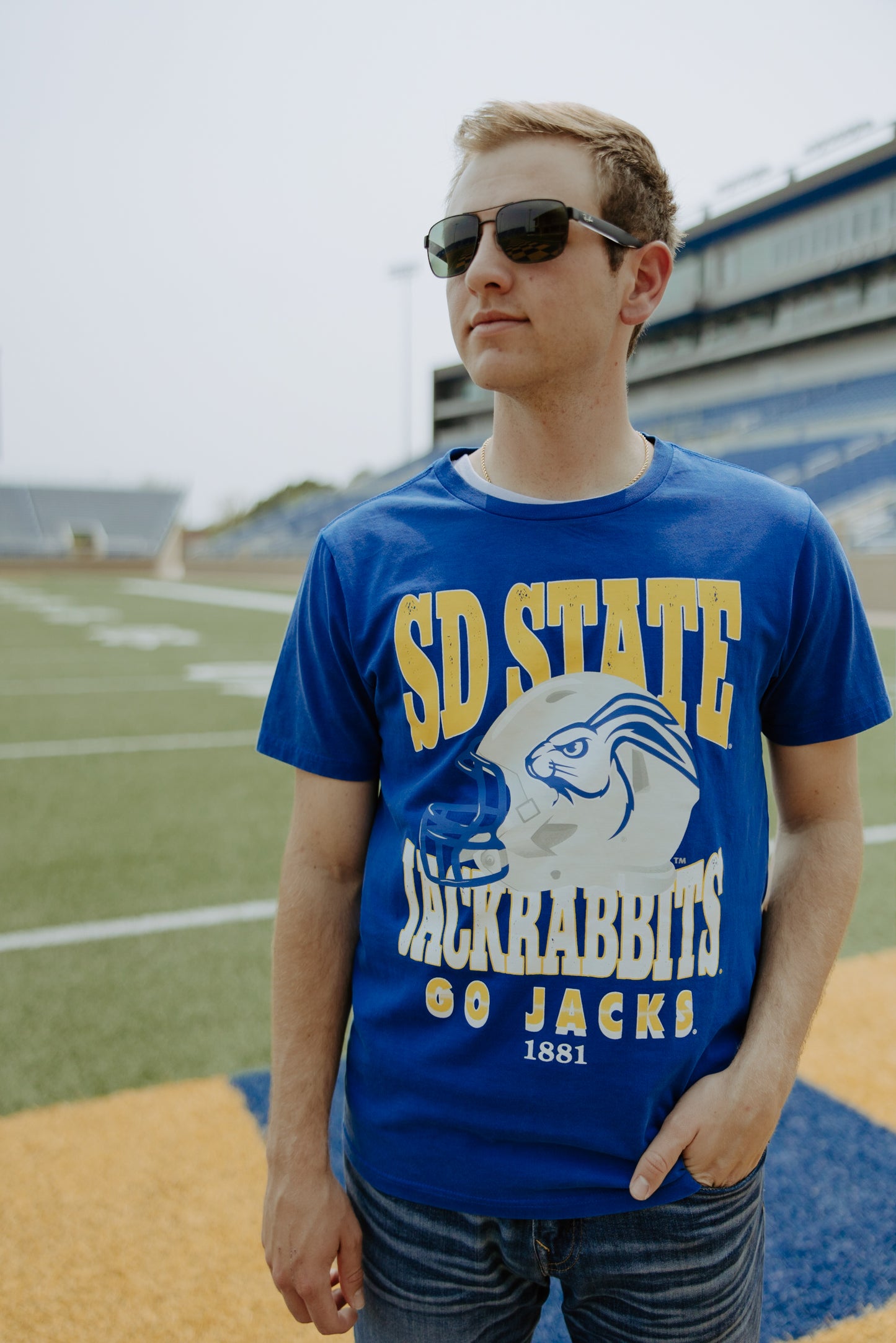 SDSU Murray Hippie Helmet Royal T-shirt