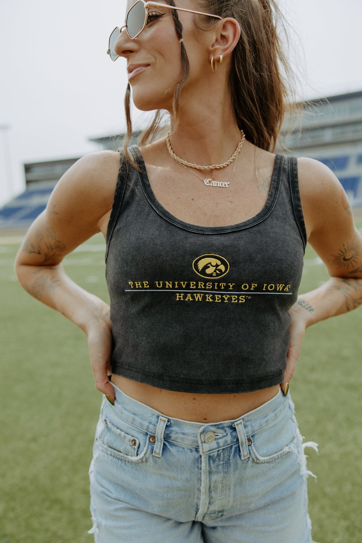 Iowa Eddy Logo Cropped Ribbed Tank