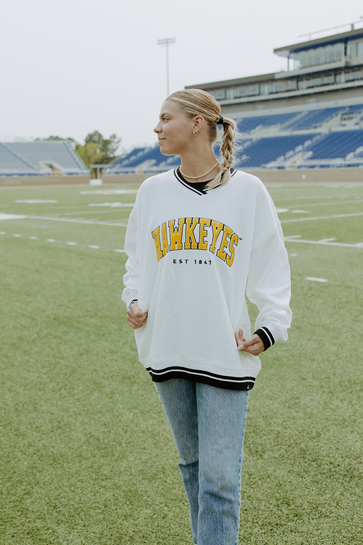 Iowa Allen Chenille Varsity V-Neck Pullover