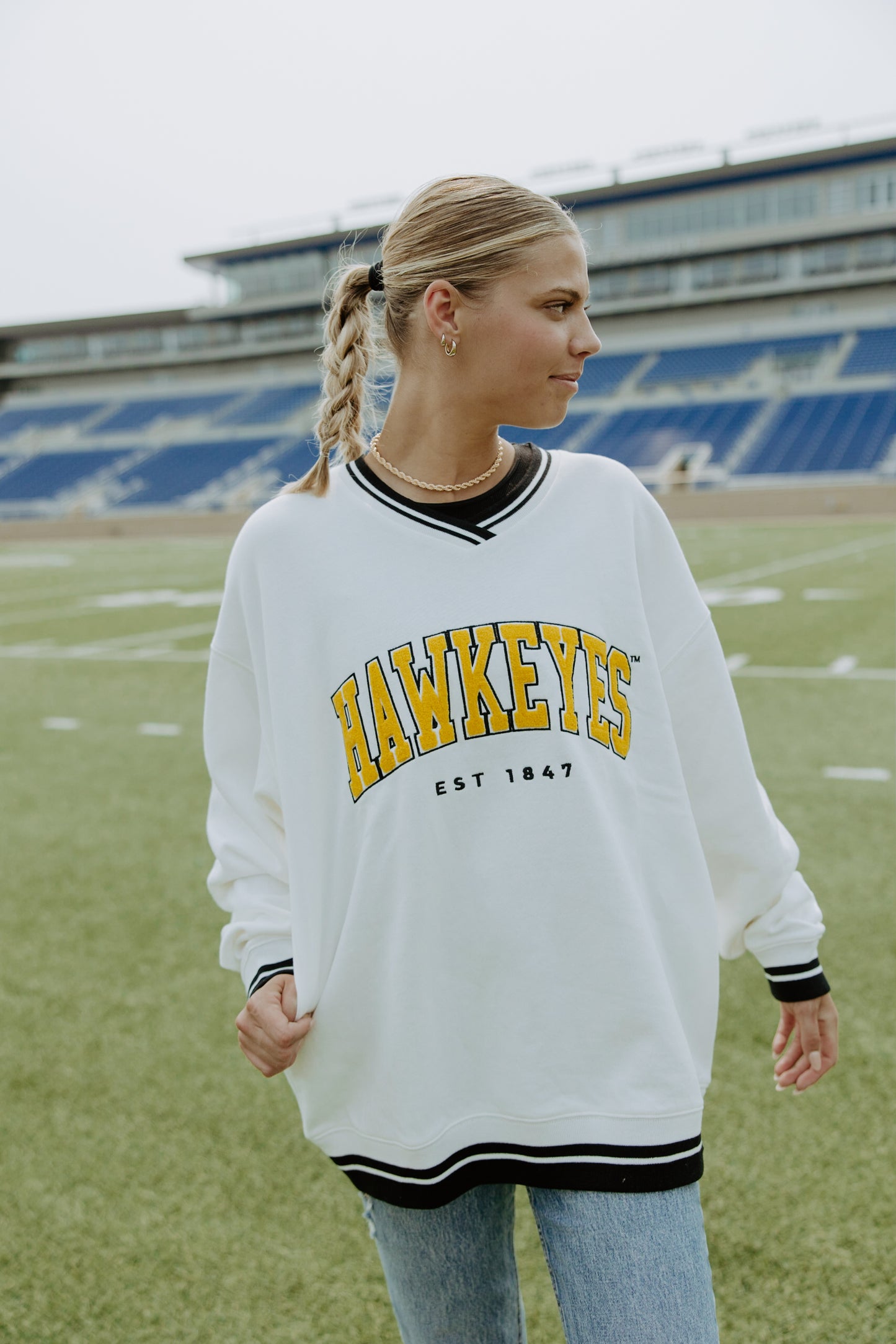 Iowa Allen Chenille Varsity V-Neck Pullover