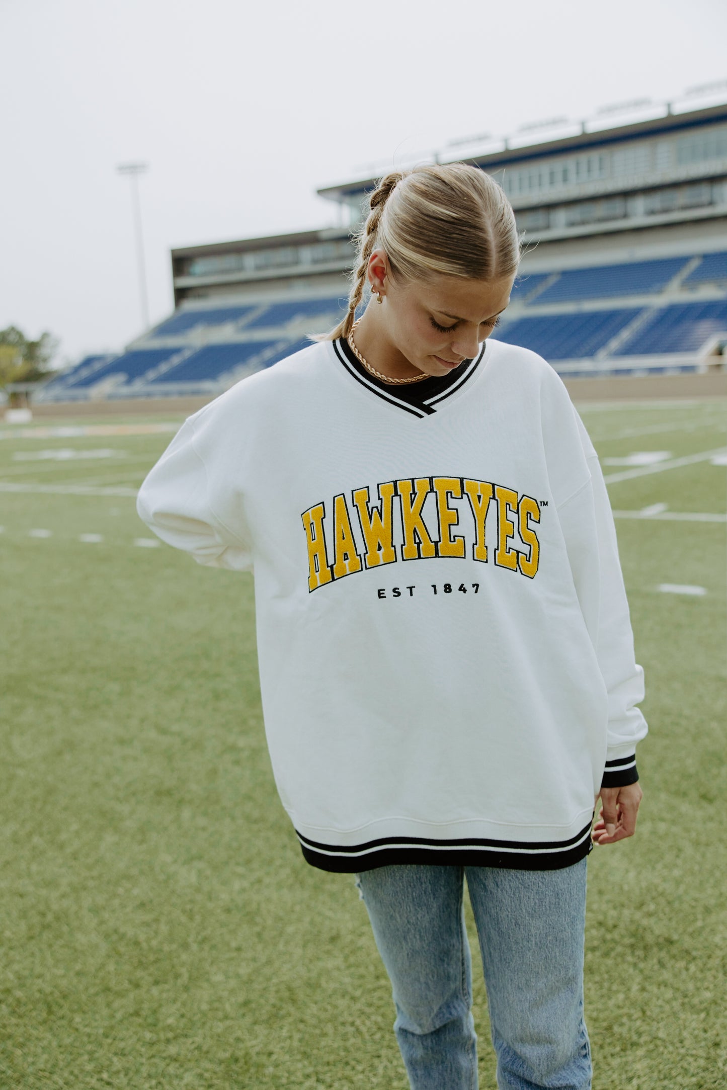 Iowa Allen Chenille Varsity V-Neck Pullover