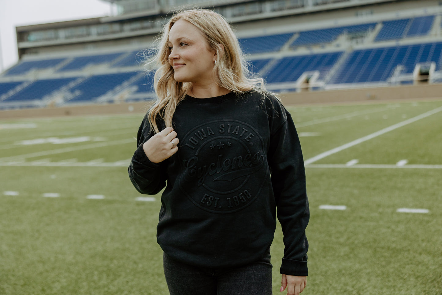 ISU Carson Circle Black Fleece Crew