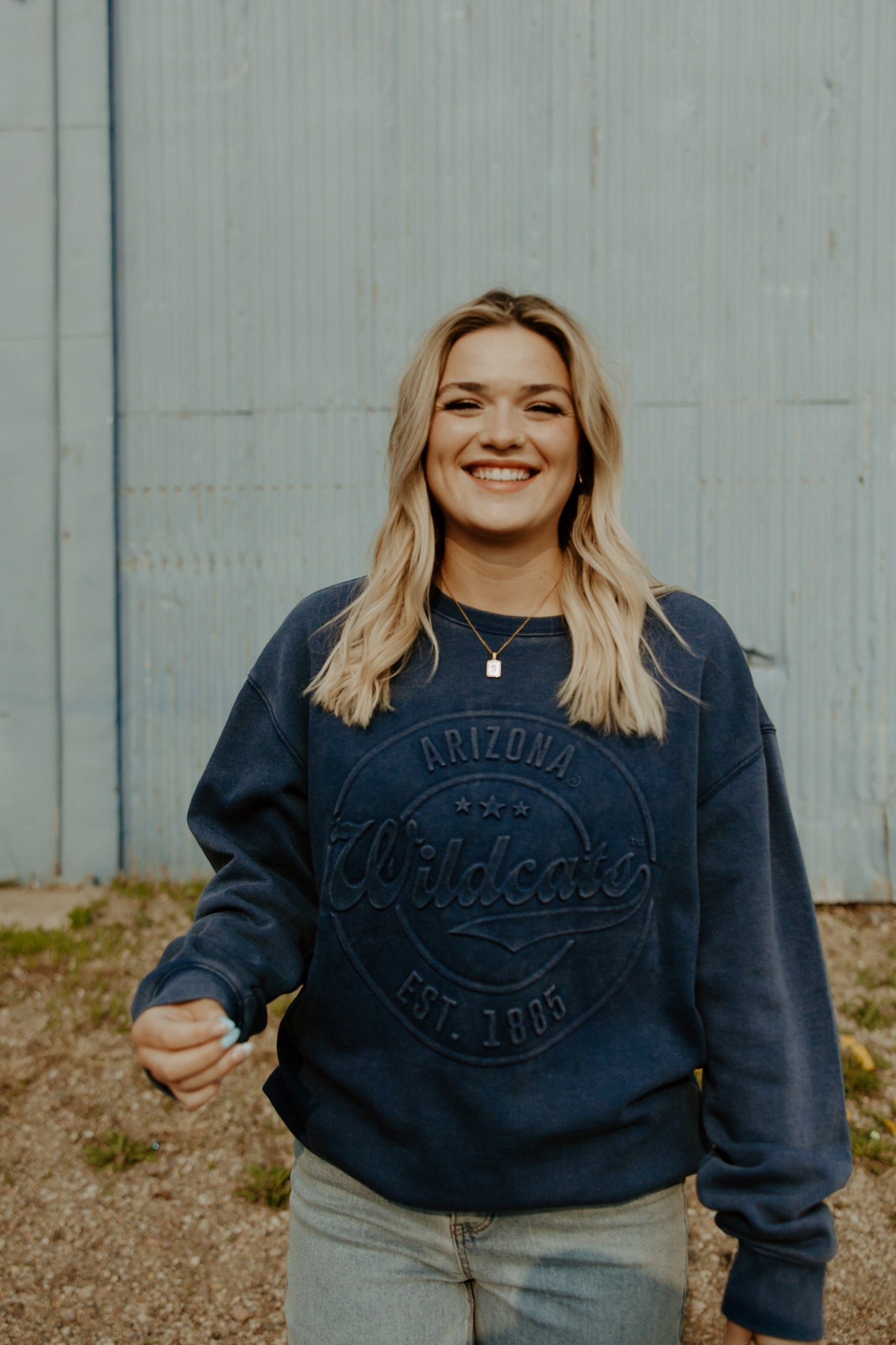 Arizona Carson Circle Navy Fleece Crew