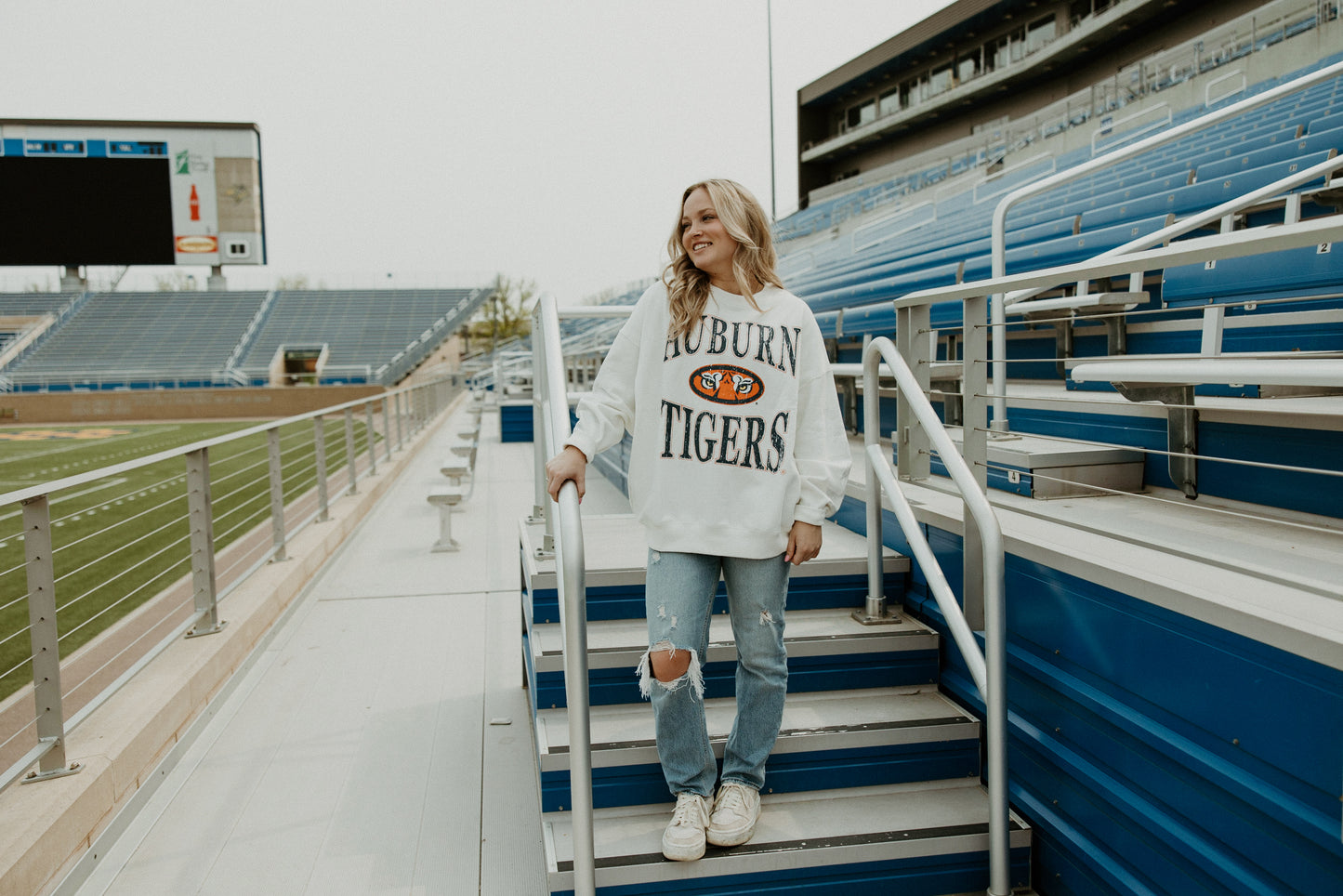 Auburn Wynn Star Sleeve Oversized Crew