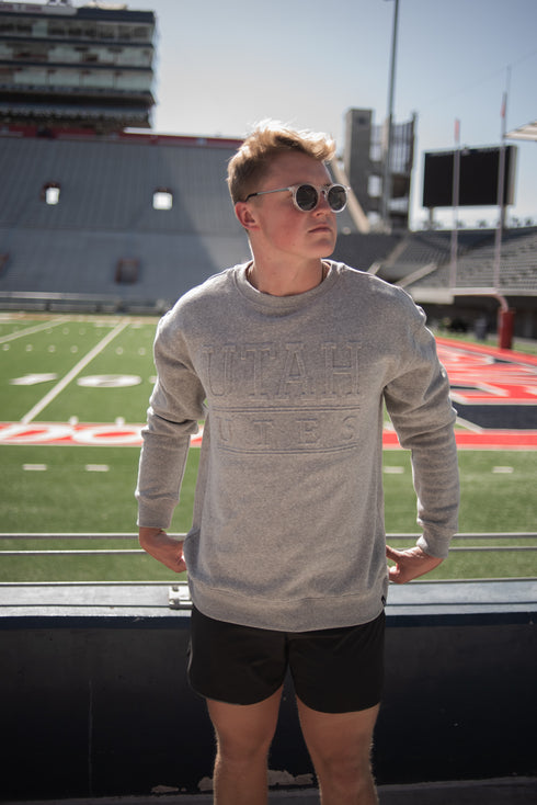 Utah College Lines Embossed Comfort Crewneck