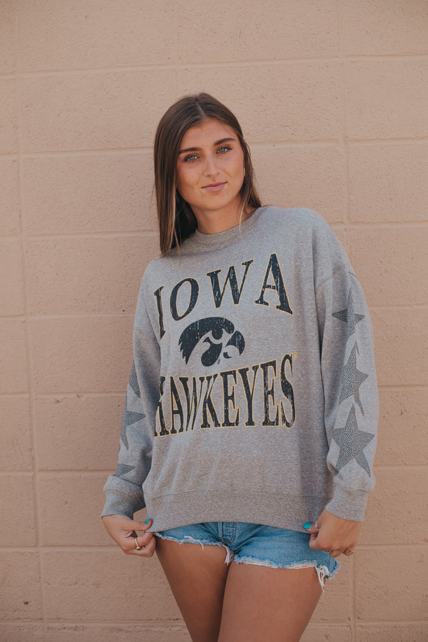 Iowa Wynn Star Sleeve OS Fleece Crew