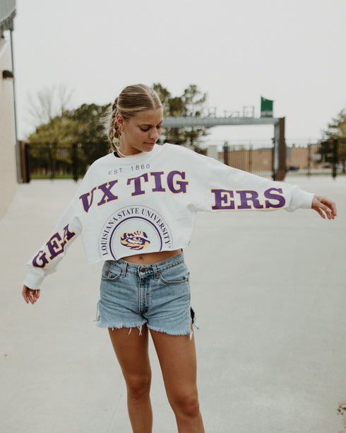 LSU Phipps Split Sleeve Cropped Longsleeve