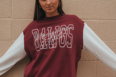 Mississippi State Owens Outline Colorblock Crew