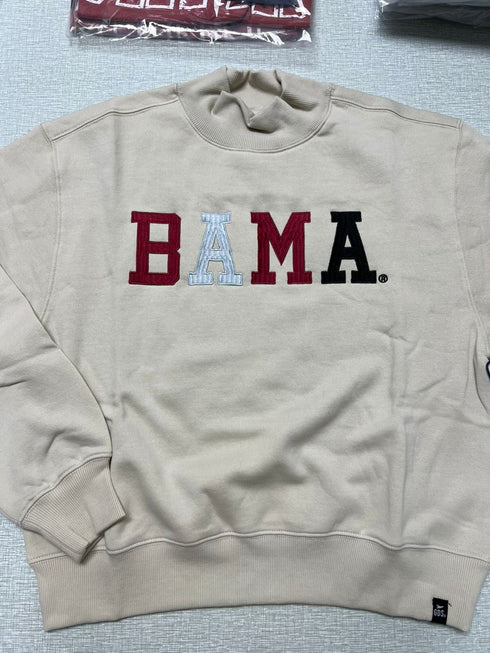 Alabama Texas Embroidery Mock Neck Cuffed