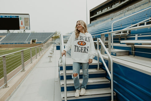 Auburn Wynn Star Sleeve OS Fleece Crew