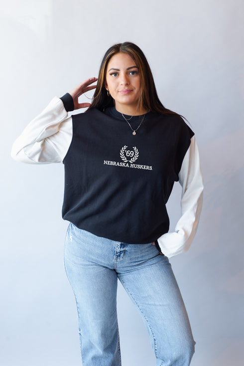 Nebraska Carleton Colorblock Crew