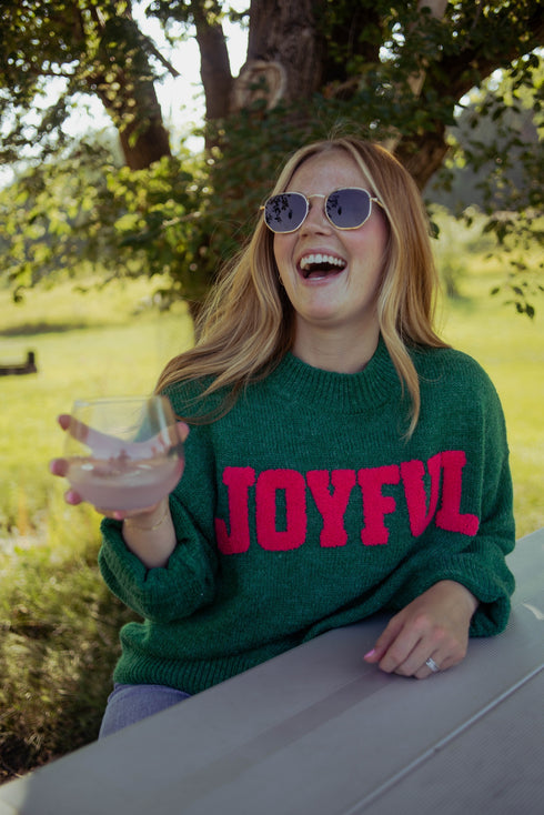 Joyful Varsity Crewneck Sweater