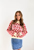 Ohio State Checkerboard Cropped Crew Sweater
