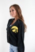Iowa Chenille Patch Cropped Cardigan