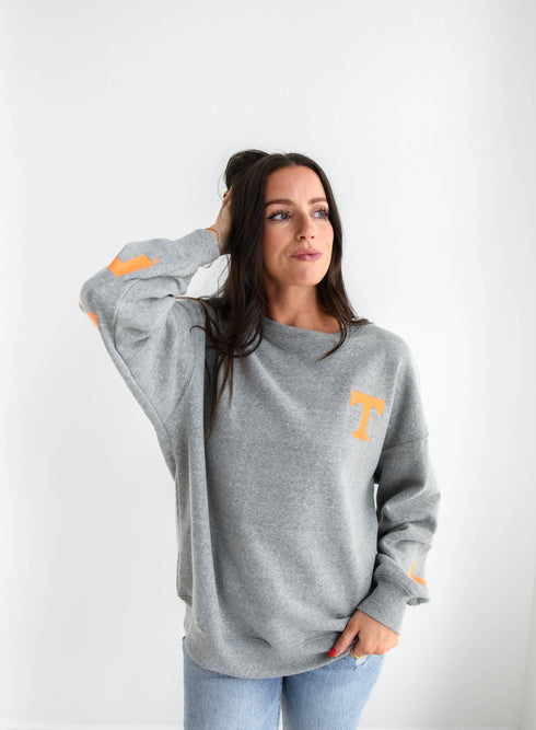 Tennessee Barkley Split Lantern Sleeve Crew