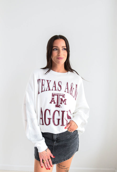 Texas A&M Wynn Star Sleeve OS Fleece Crew