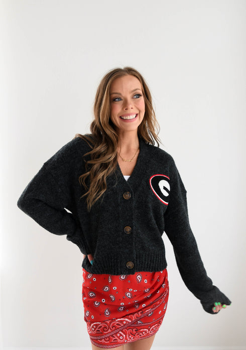 Georgia Chenille Patch Cropped Cardigan