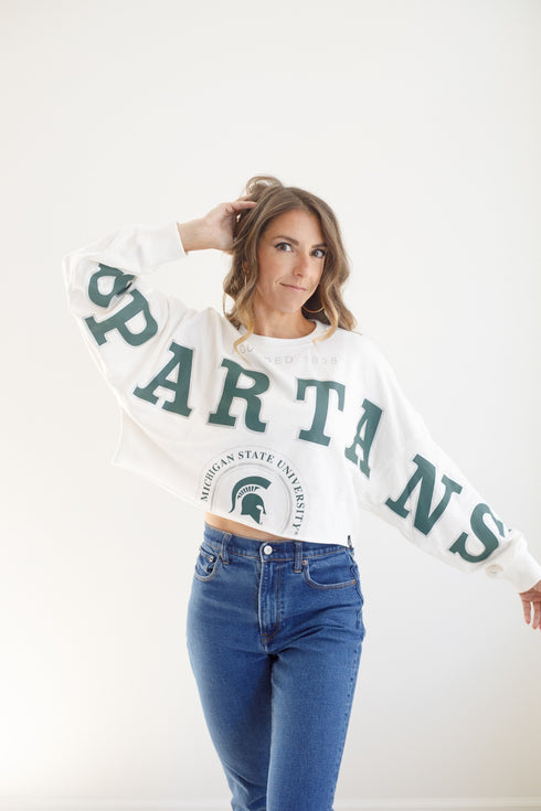 Michigan State Phipps Split Sleeve Cropped Longsleeve