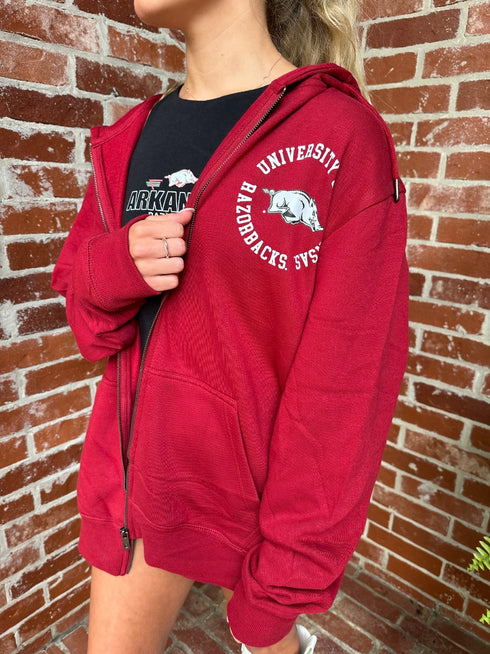 Arkansas Carr Circle Full Zip Hoodie