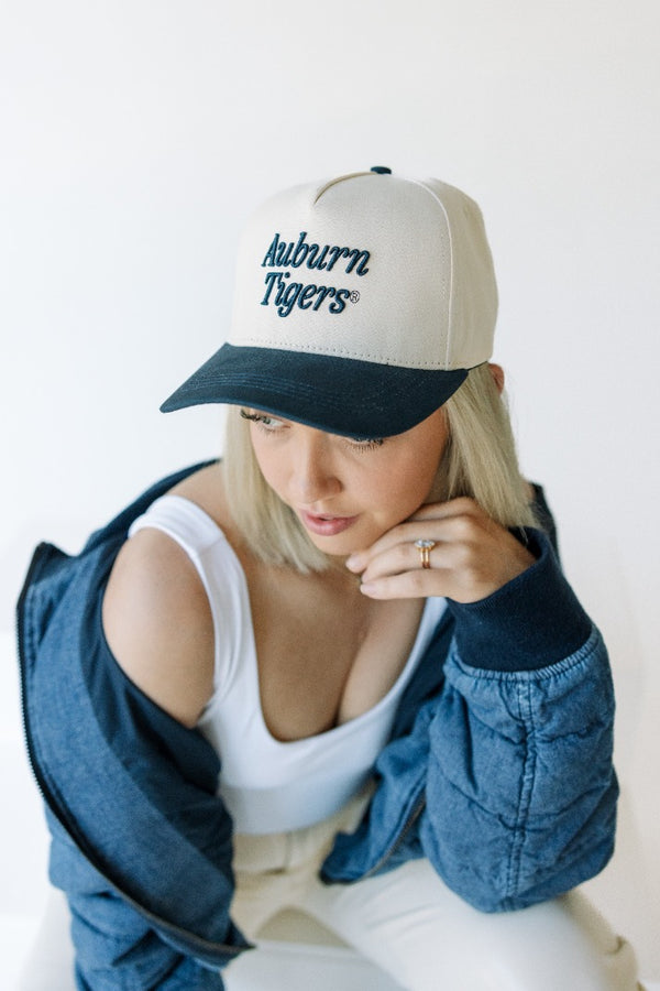 Auburn 3D Script Canvas Trucker Hat