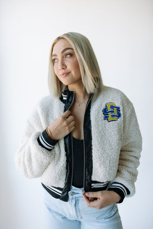 SD State Shipley Sherpa Sherpa Leather Detail Jacket