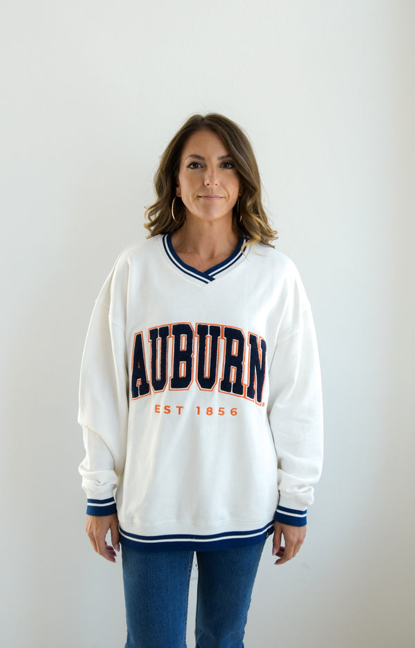 Auburn Allen Chenille Varsity V-neck