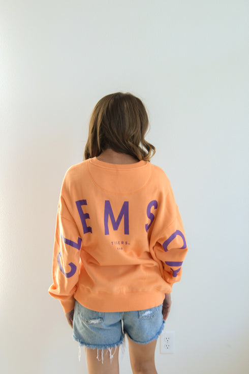 Clemson Barkley Split Lantern Sleeve Crew